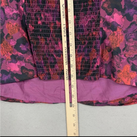 Anthropologie Samant Chauhan Blouse 2X Purple Floral Puff Square Ruched NWT - Picture 15 of 15